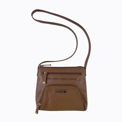 Bolsa de ombro CK marrom couro média bolsa tiracolo bolso vestuário de trabalho escritório anos 90 Y2K - Imagem 1 de 4