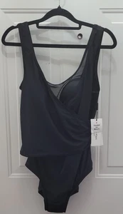 Nuevo con etiquetas Traje de baño Calvin Klein talla 10 negro de una pieza/malla en la parte superior, 50+ FPS. 79,00 SRP - Imagen 1 de 5