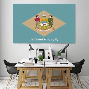 DELAWARE State Art Print Flag United States Office Home Wall Decor Poster/Canvas - Picture 1 of 4