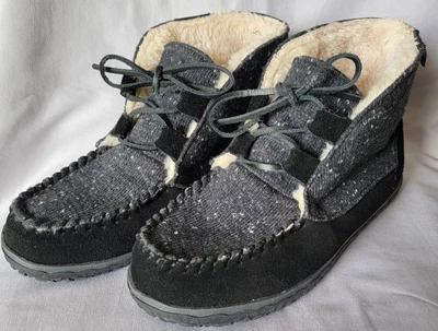 Minnetonka Torrey Botas Botines Mujer Talla 7 Negro Gris Zapatos Zapatillas Mocasín Foto 1 de 4