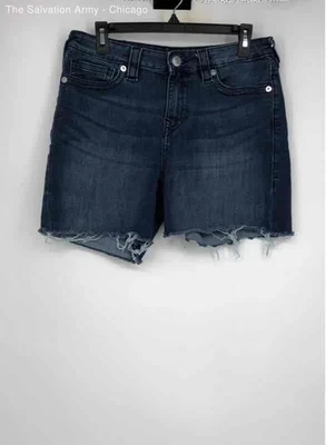 True Religion Womens Blue Jayde Mid-Rise Classic Fit Cut-Off Shorts Size 31 - Image 1 of 4