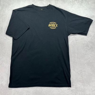 Camisa Avirex De Colección Para Hombres XL Negra Sky Kings Cuello Redondo Manga Corta Logo Años 90 Y2k Foto 1 de 4