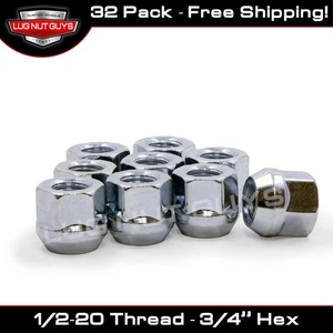 32 Lug Nuts Open Bulge Acorn 1/2-20 Chrome 3/4" Hex - Picture 1 of 5