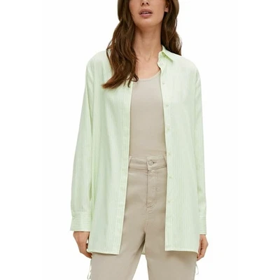 Comma, White and Green Pinstripe Button Up Tunic Shirt Top Size 10 - Image 1 of 4