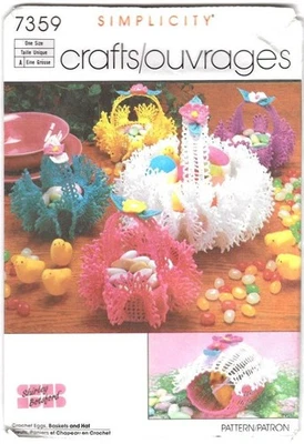 Pattern Simplicity Crafts Crochet Egg, Baskets, & Hat Vintage NEW OOP - Image 1 of 2