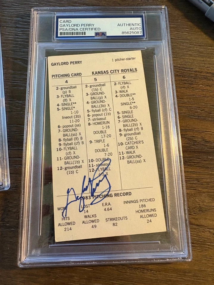 Gaylord Perry Giants Yankees signed autograph baseball Strat O Matic card PSA - Image 1 of 1