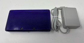 Nintendo 3DS (CTR-001) Midnight Purple w/ 2GB SD Card + NEW CHARGER - WORN