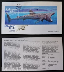Guernsey Stamps: "Endangered Species - Basking Shark" £2 Value M/S FDC 2005 - Picture 1 of 3