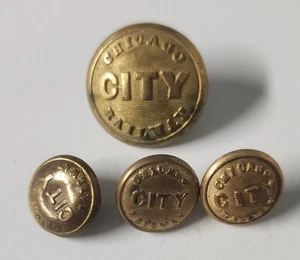 Chicago City Railway Uniform Button Lot Of 4 W/ Fast Free Shipping! - Picture 1 of 5