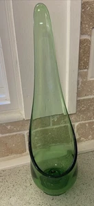 Vintage Viking Glass Candle Holder Swung Art Green 15" Tall - Picture 1 of 10