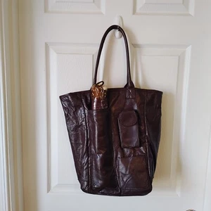4-teiliges Set Tasche Schultertasche kleine Geldbörse & Portemonnaie schokobraun Leder - Bild 1 von 13