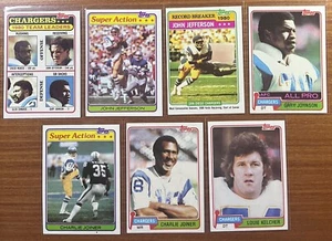 1981 Topps Lot of 7 SD Chargers: Charlie Joiner HOF, Jefferson, Kelcher, Leaders - Bild 1 von 2