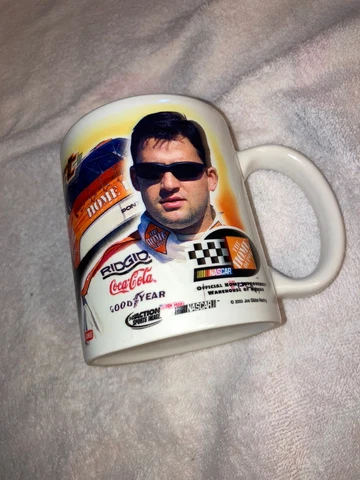 VTG 2000 Tony Stewart racing coffee mug Home Depot #20 Nascar collectible Coke Cover