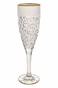 Barski European Glass Champagne Flutes-Set/6-8 oz.-Raindrop Design w/ Gold rim - Picture 1 of 1