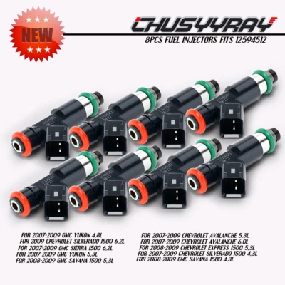 8X Inyectores de combustible 12594512 aptos para Chevrolet Silverado 1500 2007-2008 2009 5,3 L Foto 1 de 4
