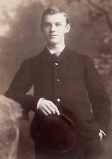 1877-80 Cabinet Card Handsome Man w Bowler Hat Portrait Farmer Brothers Hamilton