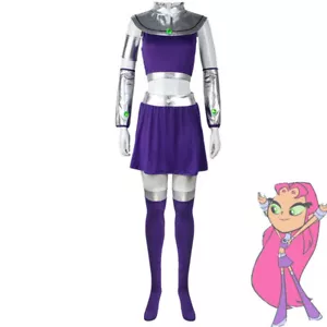 Teen Titans Starfire Cosplay Costume Dress Outfits Halloween Carnival Suits Teen - Picture 1 of 12