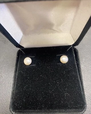 Vintage Pearl Earrings with 14k Gold Posts and Backs NIB - Image 1 of 4