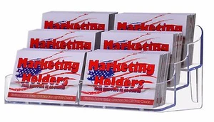 Multi Pocket Business Card Holder Display Stand Clear Acrylic Rack 6 Slot - Picture 1 of 2