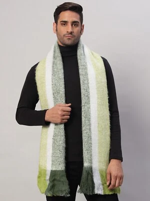 Bufanda a Rayas Verdes Para Hombre Invierno Lana Súper Suave Cálida Tejida Bufanda Envolturas para Cuello 72" Foto 1 de 4