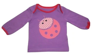 Baby Girls 0-3, 3-6 Months Long Sleeved Top M&S Cotton Purple Ladybird - Picture 1 of 5