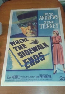 Vintage Film Noir 1950 1Sheet Linen Where the Sidewalk Ends Iconic,Rare,Sublime! - Picture 1 of 12