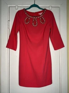 Lilly Pulitzer - Bronte Shift - Watermelon Pink - Beaded Neckline Dress sz 4 - Picture 1 of 10
