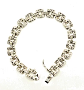 Vintage Sterling Silver 925 Diamond Tennis Bracelet 7" - Picture 1 of 5