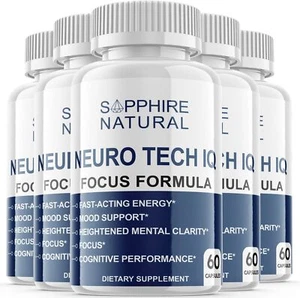 Neuro Tech IQ Pills- Neuro Tech IQ Nootropic Supplement For Brain Health -5 Pack - Picture 1 of 6