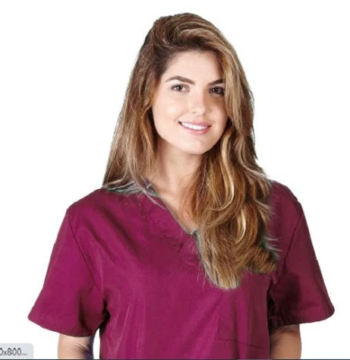 Natural Uniforms Scrub Top Unisex Medical V-Neck Top for Men and Women CHK101 - Image 1 of 4