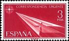 Hiszpania 1965 Edifil 1671 Znaczek ** Pilna korespondencja Papier Samolot