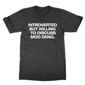 Introverted Aber Willing To Diskus Moo Deng T-Shirt Lustig Streber Süß Nilpferd - Bild 1 von 1