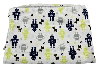 Circo Robot Baby Blanket Dog Nut Bolt Brown Blue Green Gray White Raised Dot - Image 1 of 3