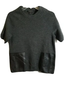 Suéter tejido J.Crew lana cuero bolsillo gris negro para mujer talla XS  - Imagen 1 de 6