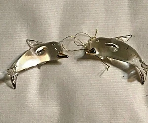 DOS DELFINES DE CRISTAL CON ADORNO DE ACENTO DORADO - Imagen 1 de 6