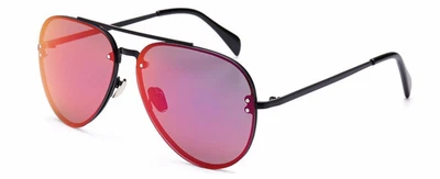 86021 C5 GAFAS DE SOL MODA AVIACIÓN MARCO NEGRO METAL LENTE ESPEJO PÚRPURA Foto 1 de 3