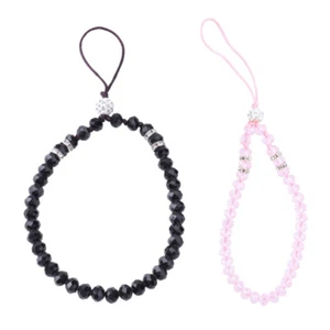 2 pièces chaîne de corde à suspendre chaîne de téléphone portable bracelets lanière en cristal - Photo 1/12