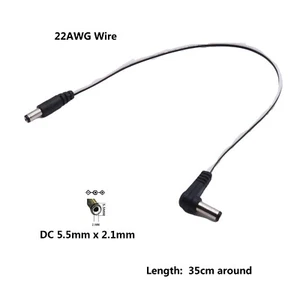 CCTV DC Power Cable Connector Socket 5.5mm x 2.1mm Male To Male Right Angle 30cm - Picture 1 of 8