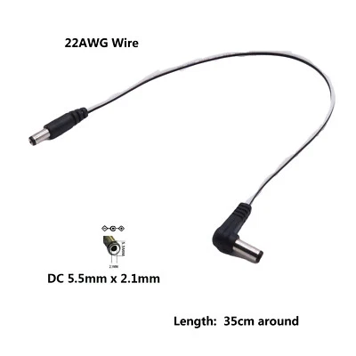 CCTV DC Power Cable Connector Socket 5.5mm x 2.1mm Male To Male Right Angle 30cm - Image 1 of 4