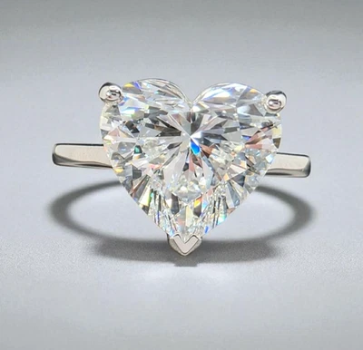 5.00 Ct E VS1 Heart Shaped Diamond Engagement 14k Ring Lab Grown IGI Certified - Image 1 of 4