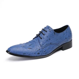 Herren Schnürschuhe Echtleder spitz zulaufend Party formell elegant Krokodildruck Schuhe - Bild 1 von 10