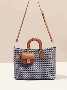 Super süß!!Coastal Charm Woven Tote Handtasche und Beutel Set! 3 Taschen Neu - Bild 1 von 4