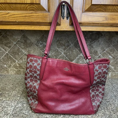 Coach Shoulder Bag Signature Bailey Tote Red Saffiano Leather Purse - Image 1 of 4