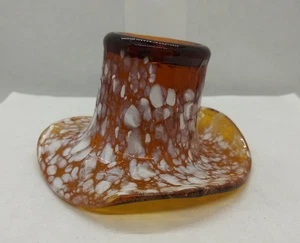 19th Century Nailsea Glass Whimsey Hat - Open Pontil Light Amber 2 1/4''x3 1/2'' - Picture 1 of 4