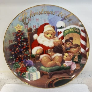 Plato de Navidad coleccionable Avon 2001 decoración "Una visita con Santa"  - Imagen 1 de 8