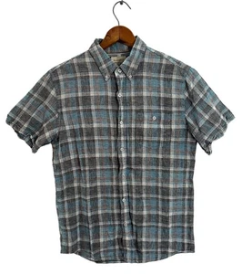 Original Wetterfest Vintage Herren Kurzarm Karo Leinen Button Down S - Bild 1 von 7