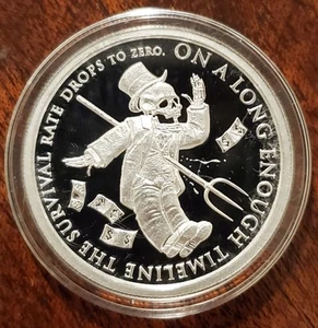 Silver Shield Zero Hedge Proof Round Rise and Fall of the Bankster 2023 - Imagen 1 de 3