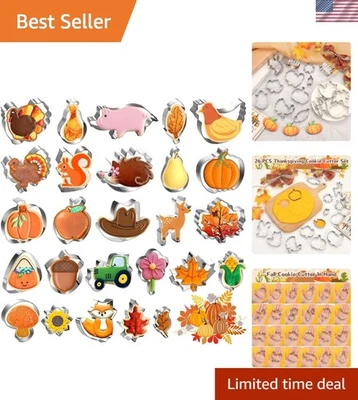 Cortadores de galletas de Acción de Gracias de acero inoxidable de 26 piezas - perfectos para golosinas de otoño Foto 1 de 4