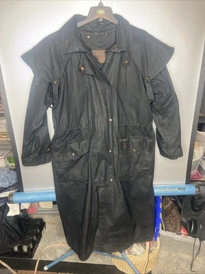Outback Trading Company Oilskin Large ?Mens Long Black Cotton Canvas Trench Snap - Image 1 of 4