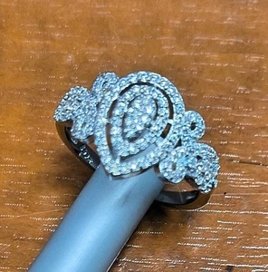Anillo de compromiso Estate de plata esterlina 925 y piedra circonita cúbica lágrima nudo de amor talla 7 - Imagen 1 de 12